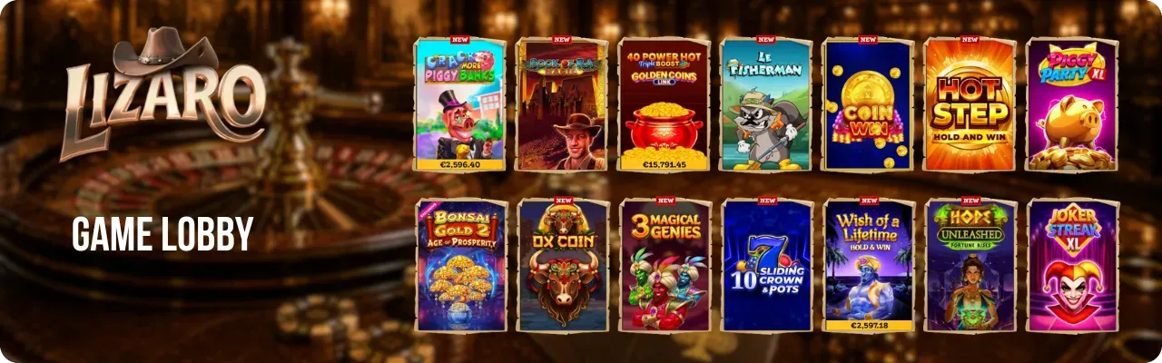 Lizaro Casino game lobby